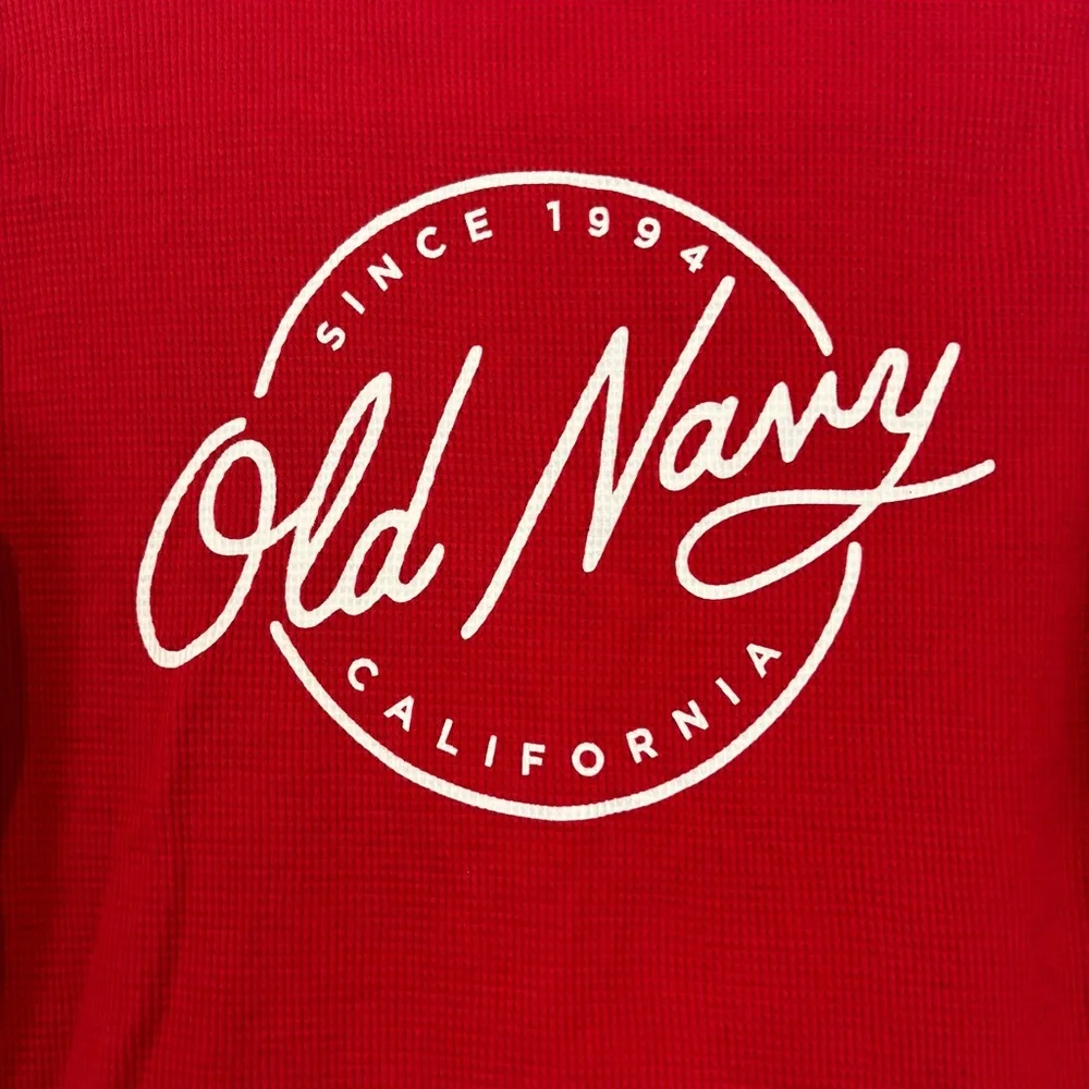 Old Navy Kids Red Graphic Long Sleeve Waffle Knit Shirt Size Medium 8